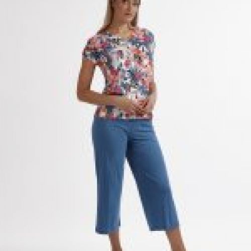 62029 PIJAMA MUJER MANGA CORTA Y PANTALON PALAZZO EN  VISCOSA ADMAS