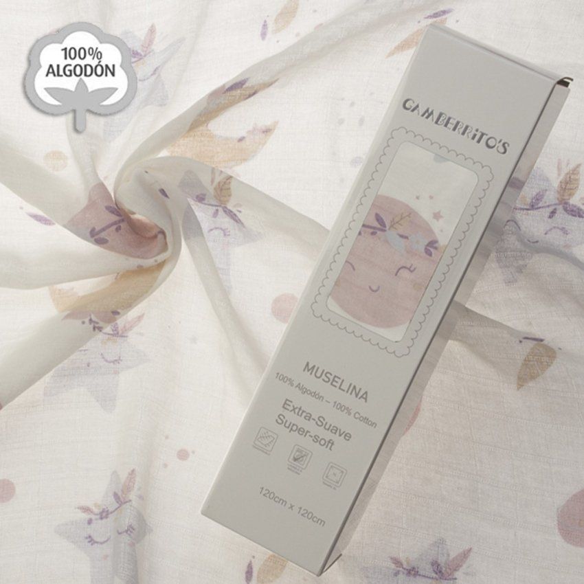 Muselina bebé Gamberritos 11028 algodón 120x120 suave y transpirable