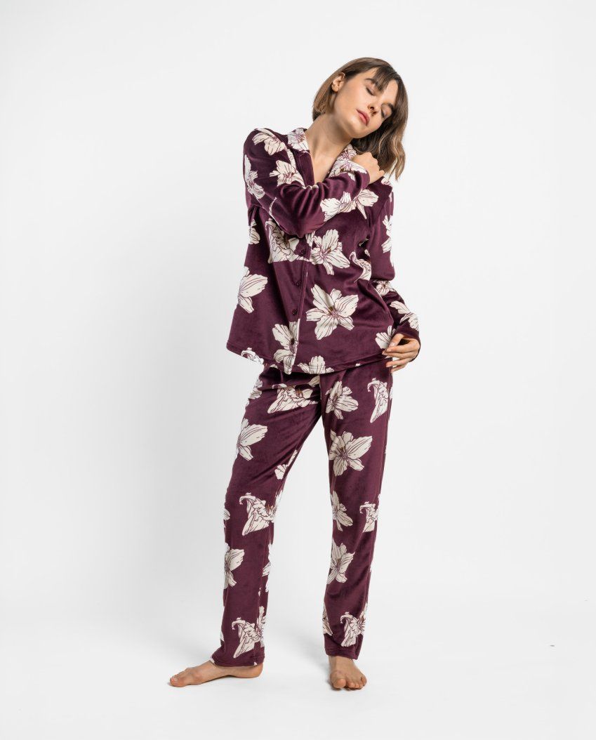 64656 pijama mujer abierto velvet estampado admas luxury