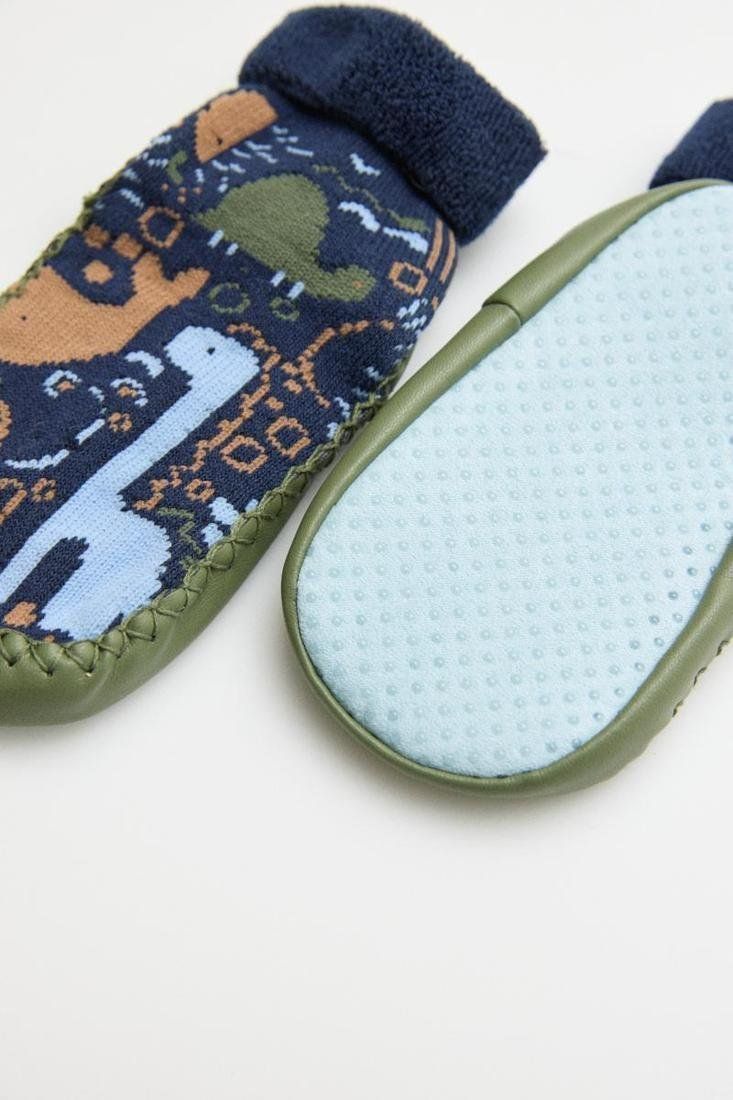 52880 Calcetines zapatilla térmicos estampados para bebé con suela antideslizante. Dibujo de conejito. Puño antipresión.