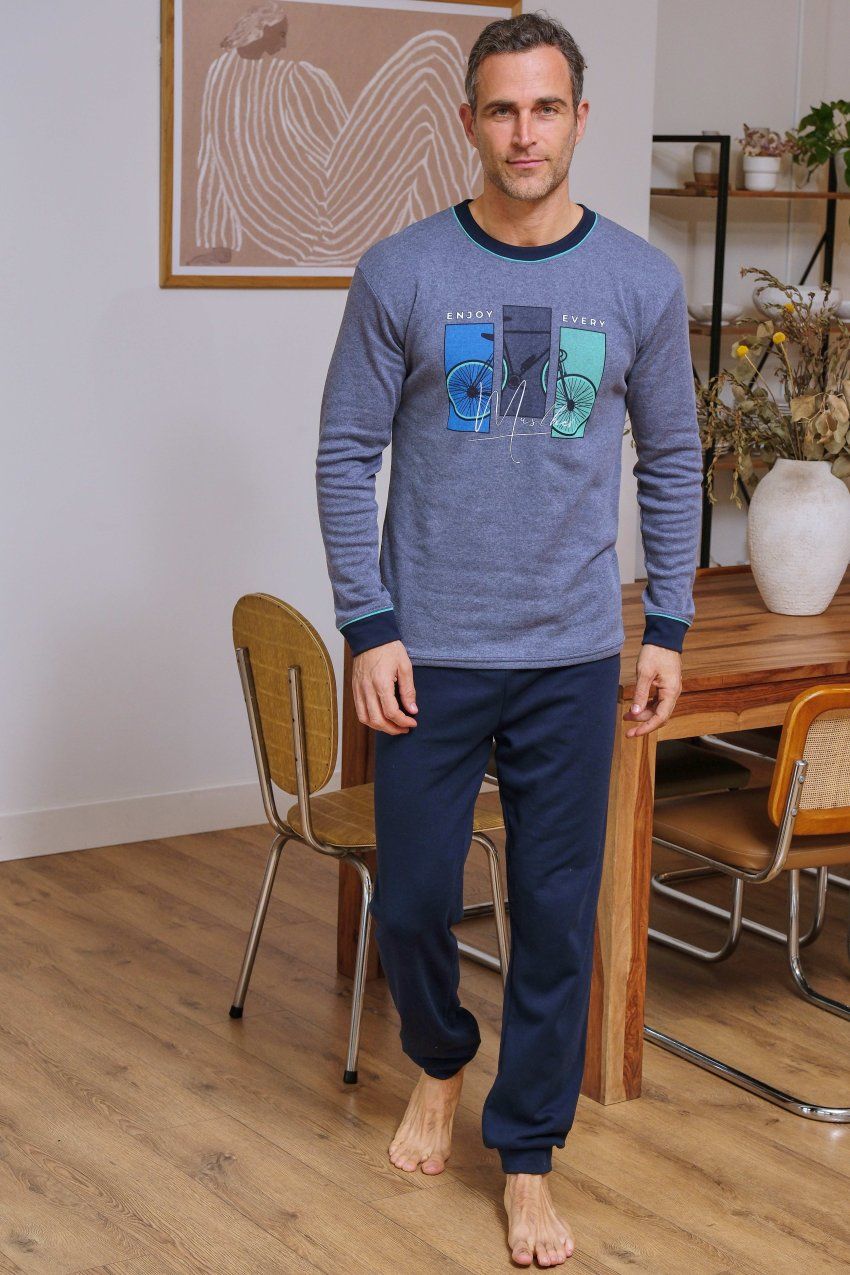 Pijama de hombre Muslher 265624 en tejido interlock para venta al por mayor