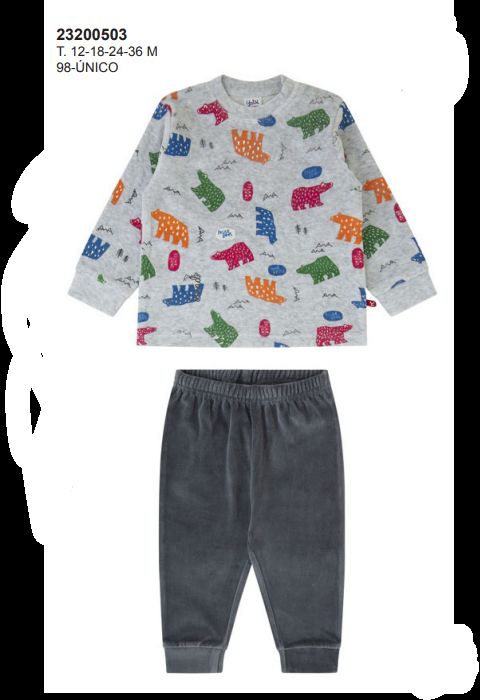 23200503 PIJAMA BEBE  2 PIEZAS TERCIOPELO (12 A 36 MESES) YATSI