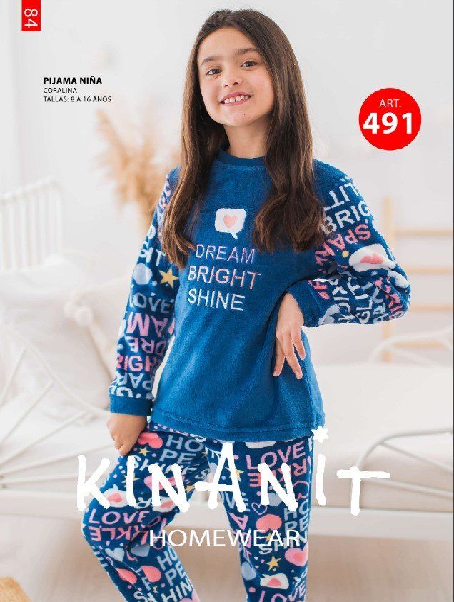 KN 491 PIJAMA  NIÑA NACARINA 8 A 16 AÑOS KINANIT