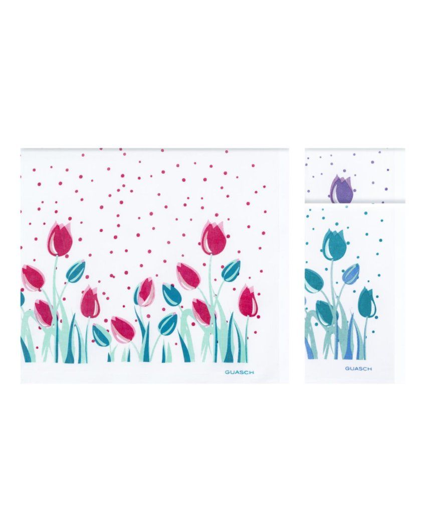 Pañuelos estampados para mujer GUASCH fabricados en algodón suave y resistente, ideales para mercerías y tiendas de complementos.