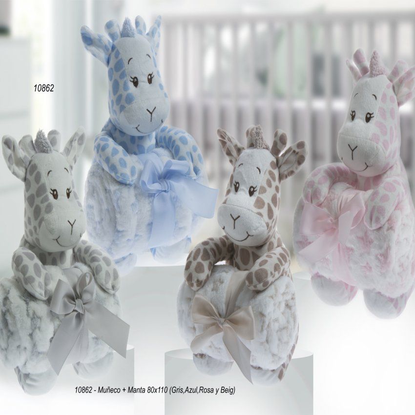 10832 MUÑECO JIRAFA MAS MANTA 80x110 GAMBERRITOS