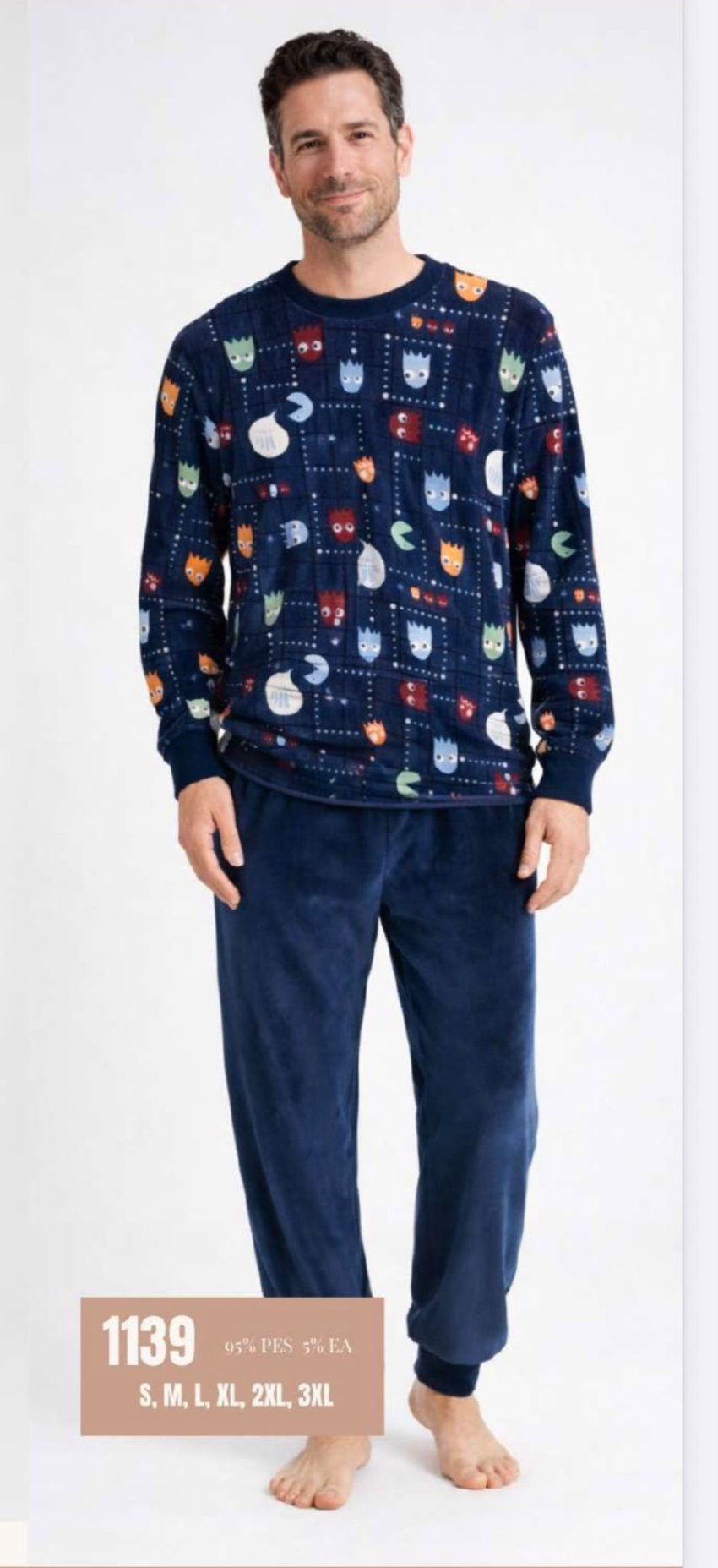 Pijama hombre LINS 1139 spandex azul marino