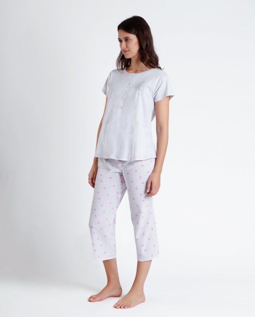 61302 PIJAMA MUJER MANGA CORTA TAPETA MATERNIDAD DALMATAS ADMAS