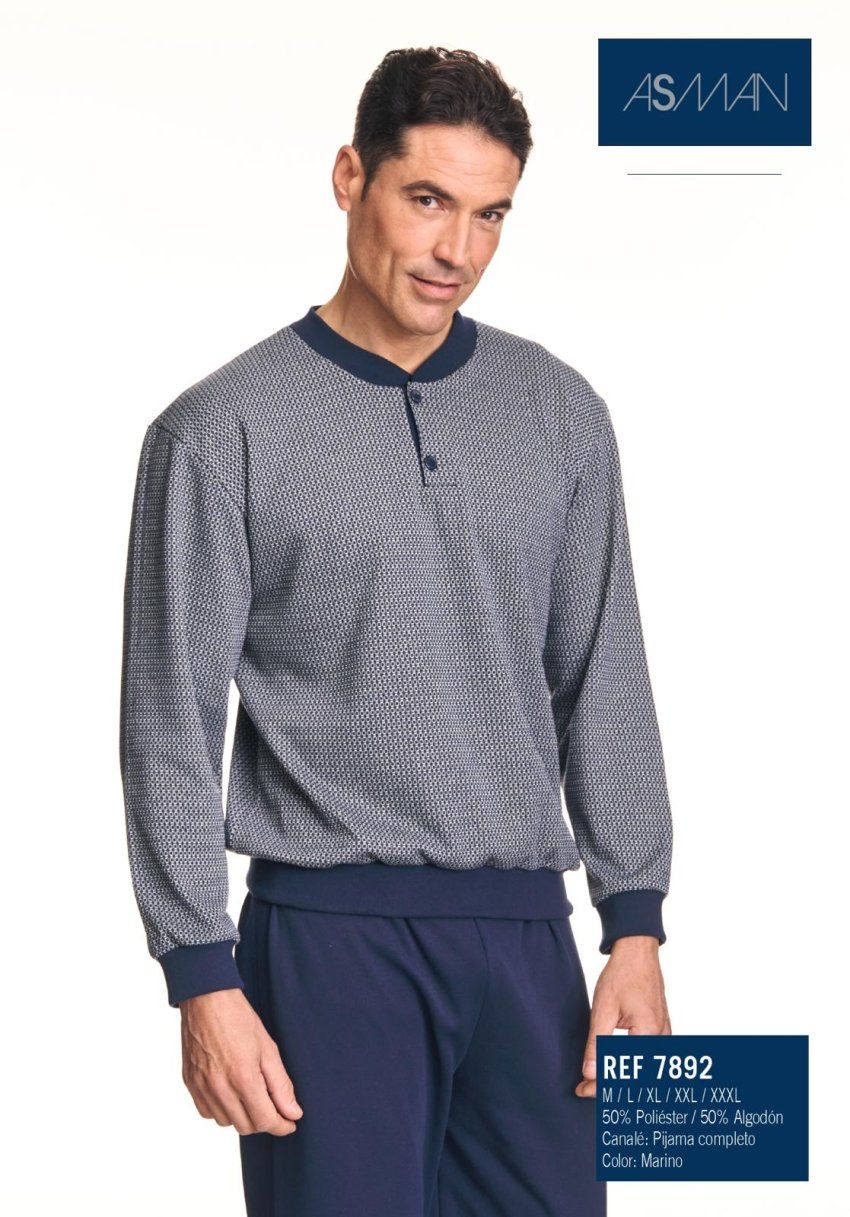 Pijama de hombre asman7892 en tejido interlock para venta al por mayor