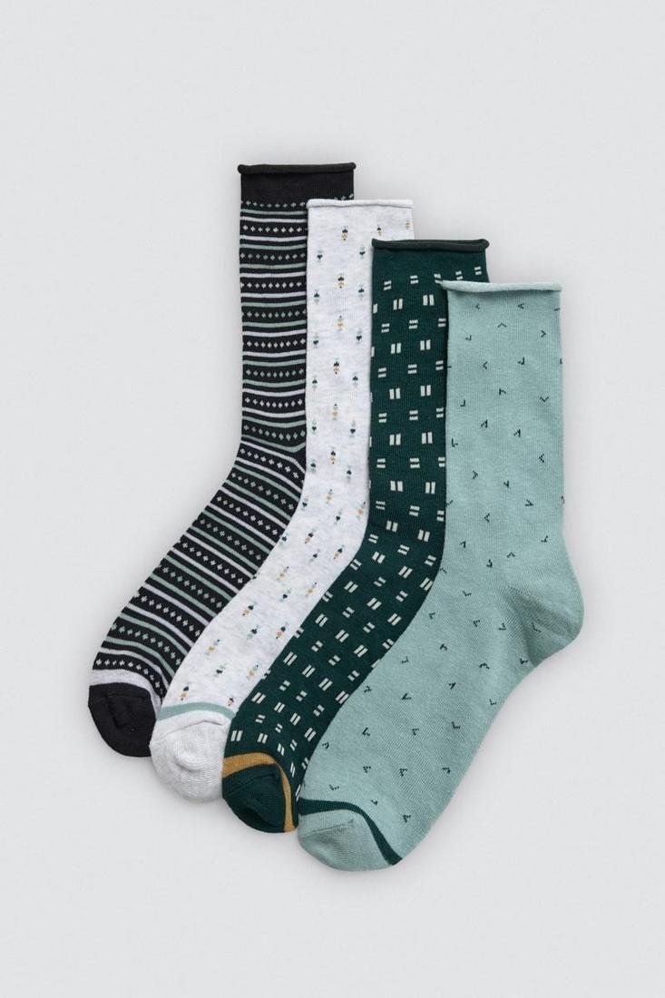 12945 Calcetines estampados sin puño para mujer.