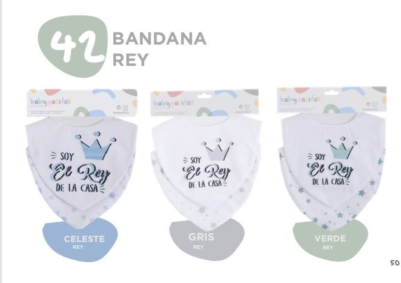 42 BABEROS BANDANA  PACK 2  REY BABY PASITOS