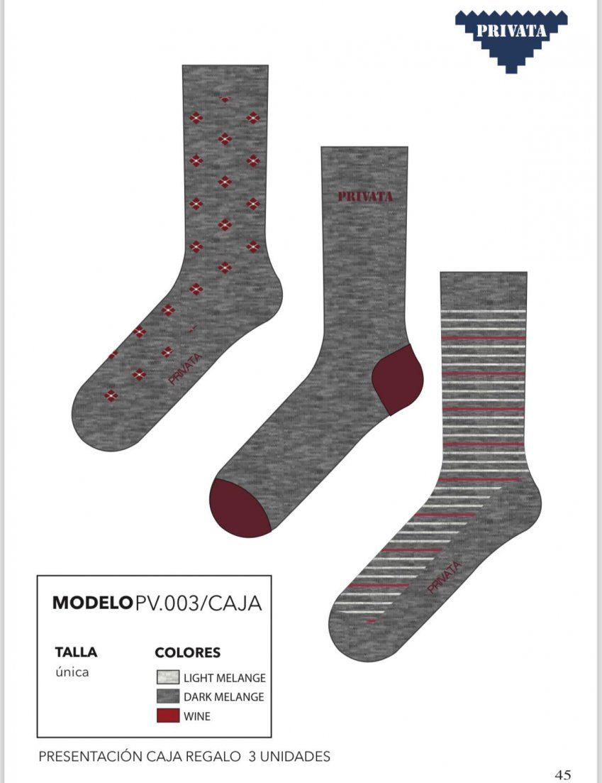 PV009 PACK 3 CALCETINES CAJA REGALO PRIVATA