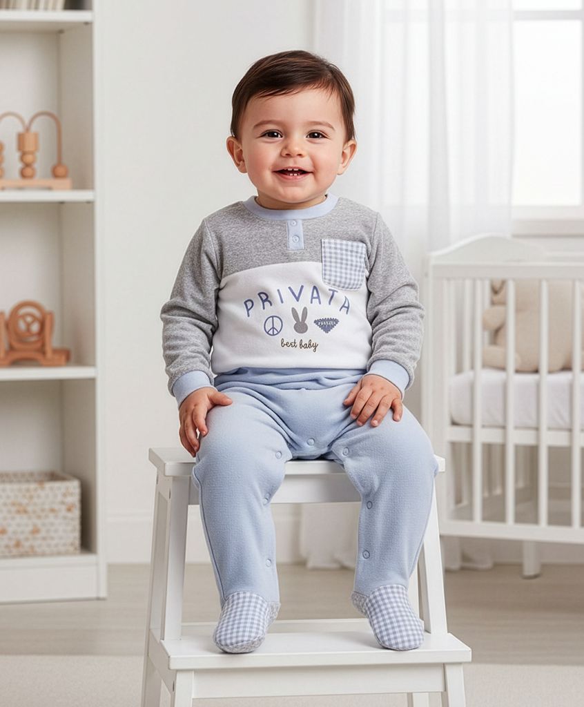 PVE26012 PIJAMA PELELE BEBE TERCIOPELO  0 a 24 PRIVATA