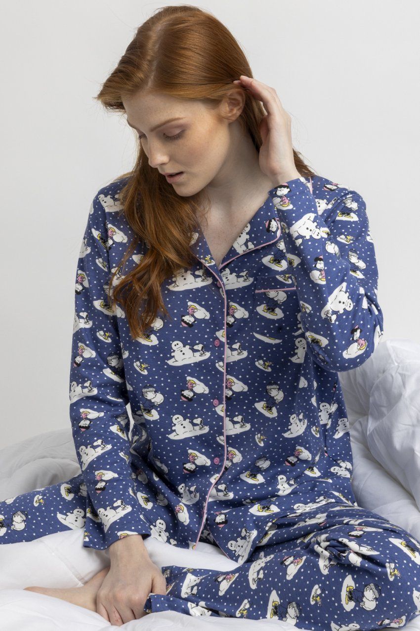 63419 PIJAMA MUJER ABIERTO 100% ALGODON SNOOPY ADMAS