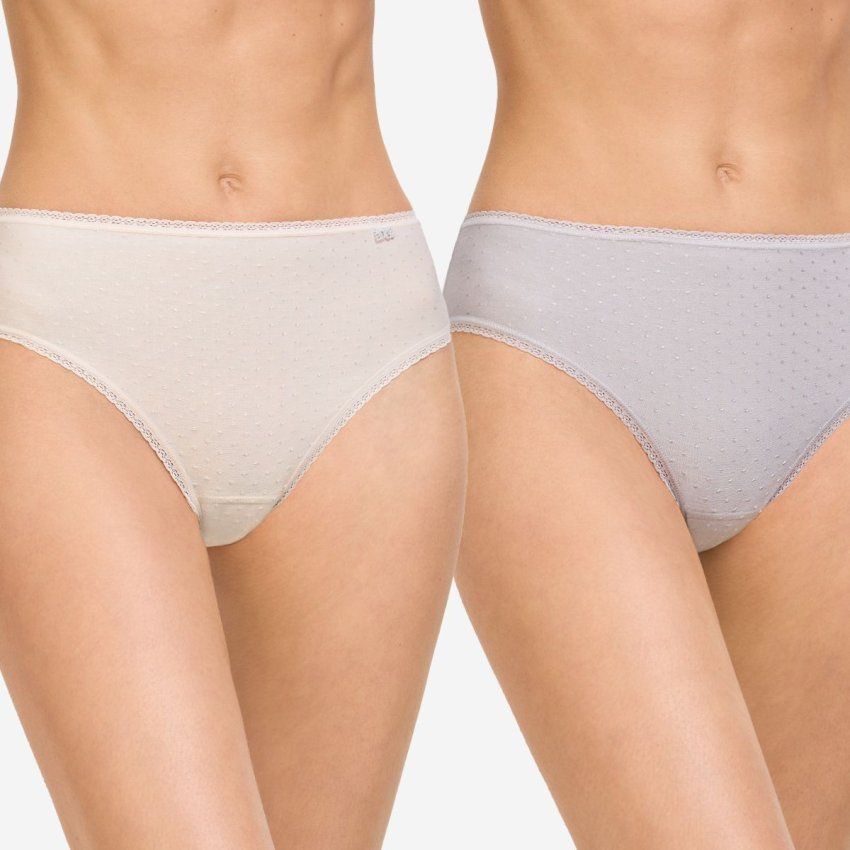 Pack de 2 bragas midi plumeti Avet 32075 algodón suave y puntilla