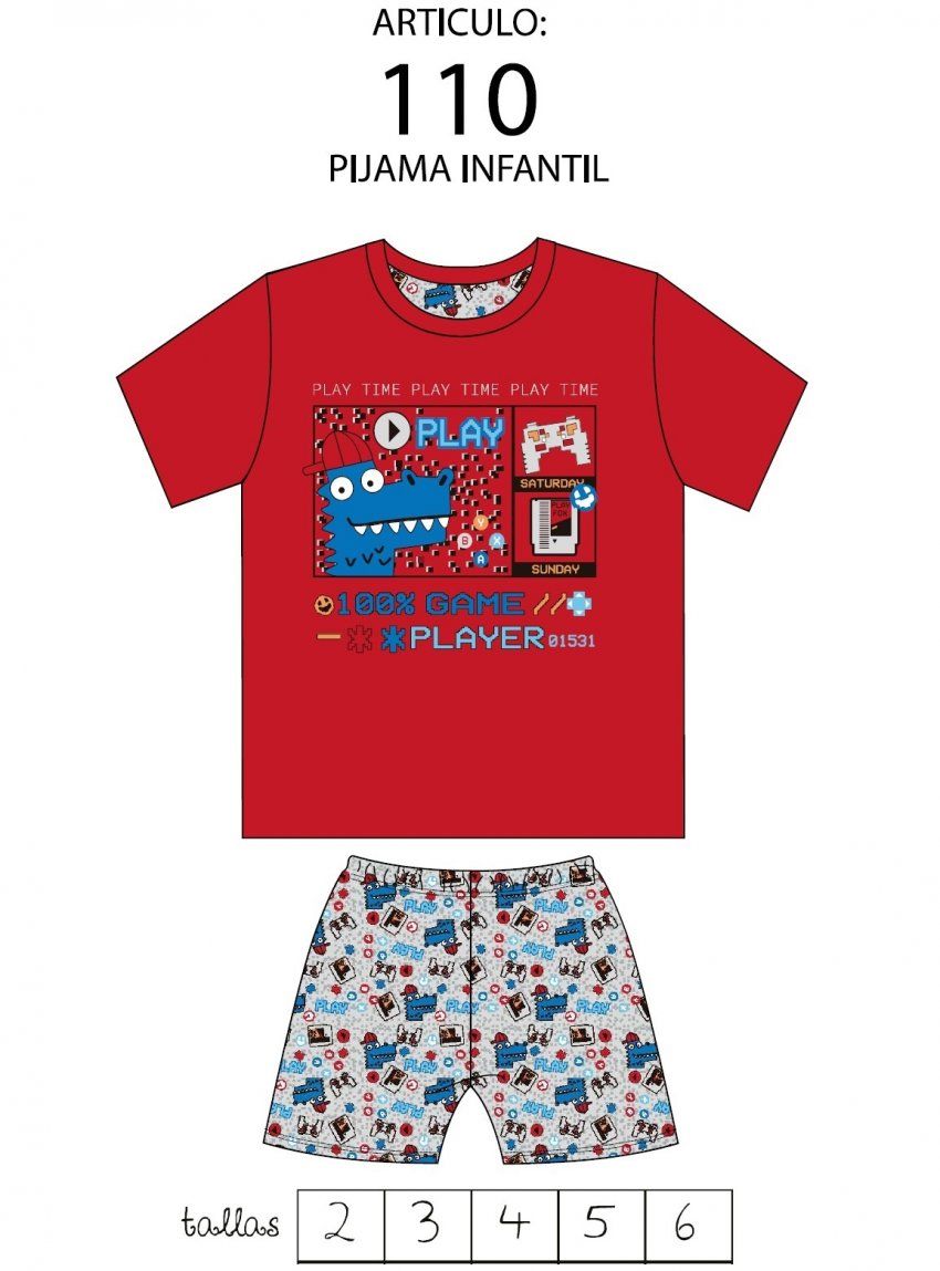 KN 110 PIJAMA NIÑO M/CORTA VERANO 2 A 6 KINANIT
