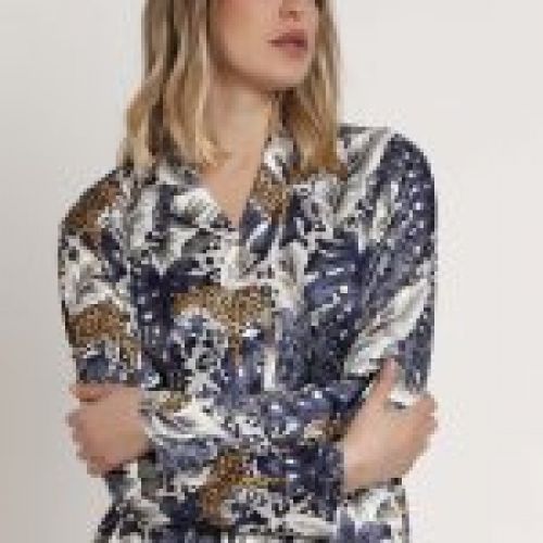 62556 PIJAMA MUJER ABIERTO LEOPARDO SATEN ADMAS LUXURY
