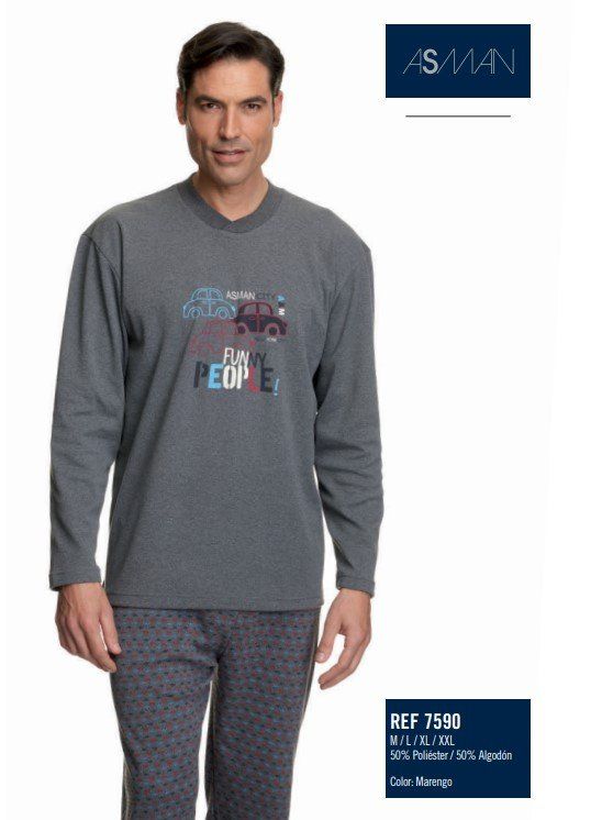 7590 PIJAMA CABALLERO ASSMAN  ALGODON FELPA