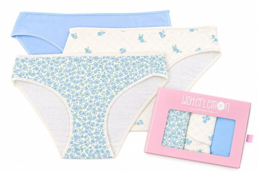 Pack de 3 bragas juveniles Waterlemon referencia 213 de algodón en tonos pastel.