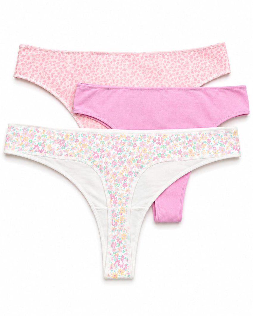 Pack de 3 tangas de algodón Waterlemon 203 para mujer en colores surtidos.