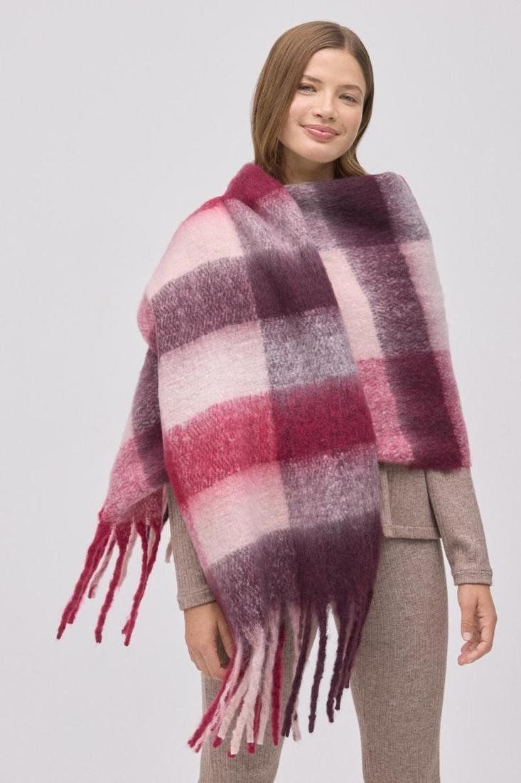 Bufanda pashmina con rayas contrastadas.