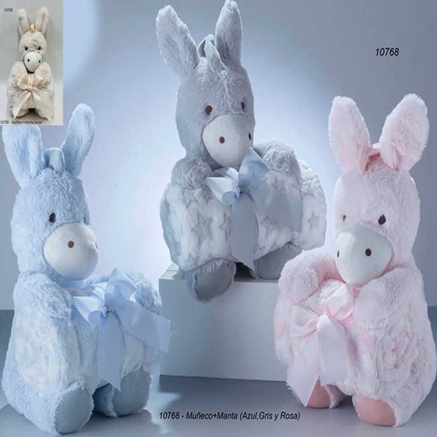 10768 MUÑECO BURRO +  MANTA 80x110 GAMBERRITOS