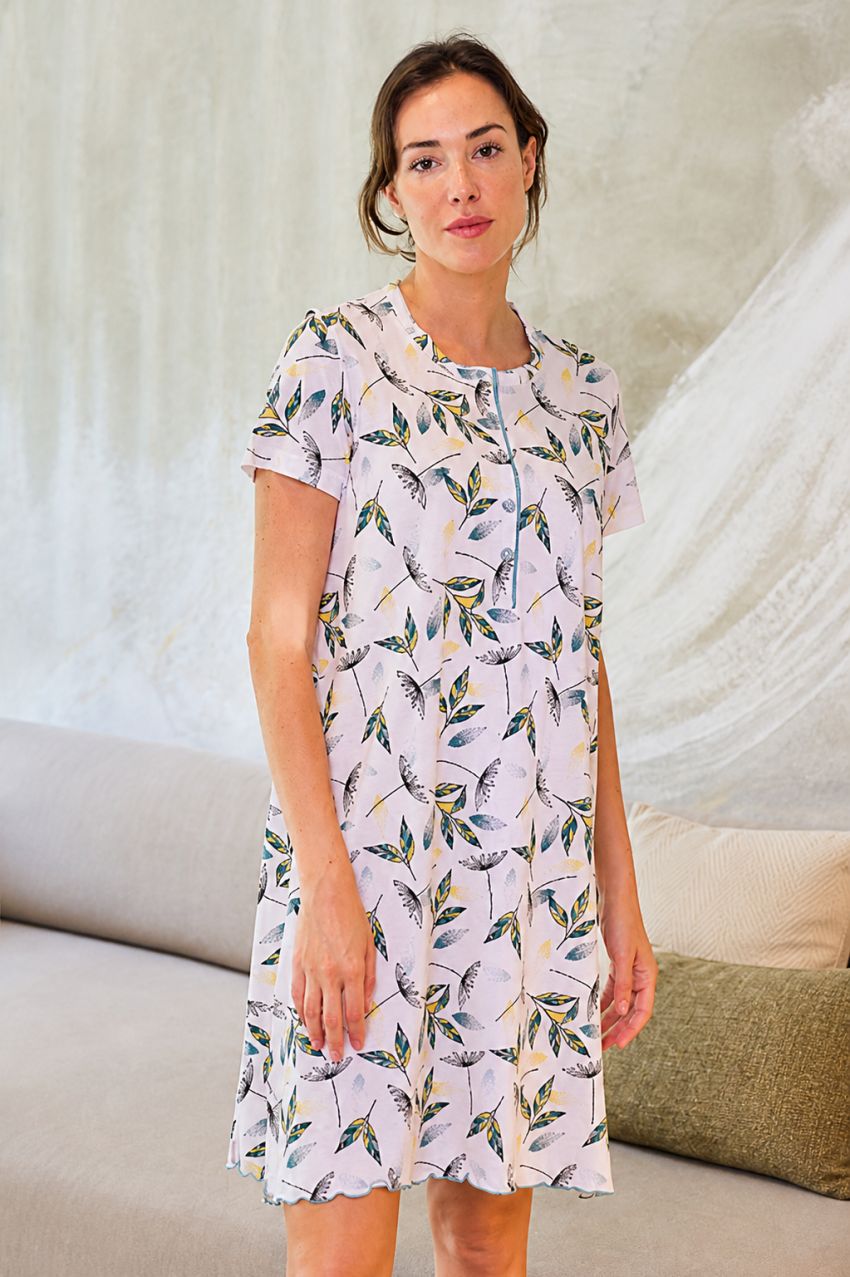Camisón mujer Muslher 269100 de verano en algodón mercerizado con manga corta, fresco y cómodo al por mayor en Nati Campos