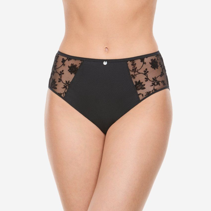 Braga Avet 32111 de poliamida negra con tul y bordado floral
