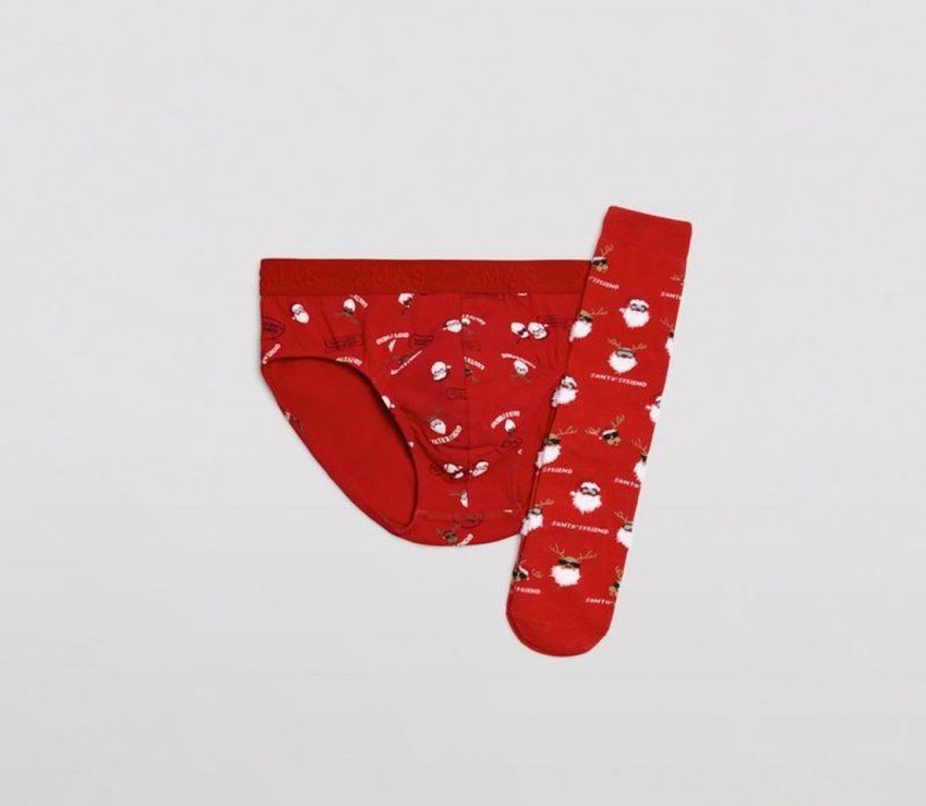 20386 PACK SLIP Y CALCETÍN HOMBRE NAVIDAD YSABEL MORA