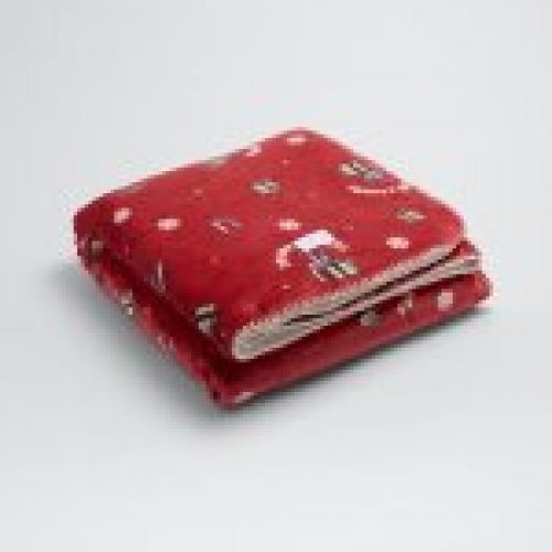 50030 Manta con estampado navideño e interior de pelo
