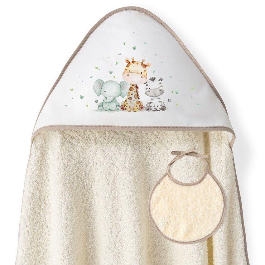 Capa de baño bebé Interbaby 01252 al por mayor con babero y diseño safari