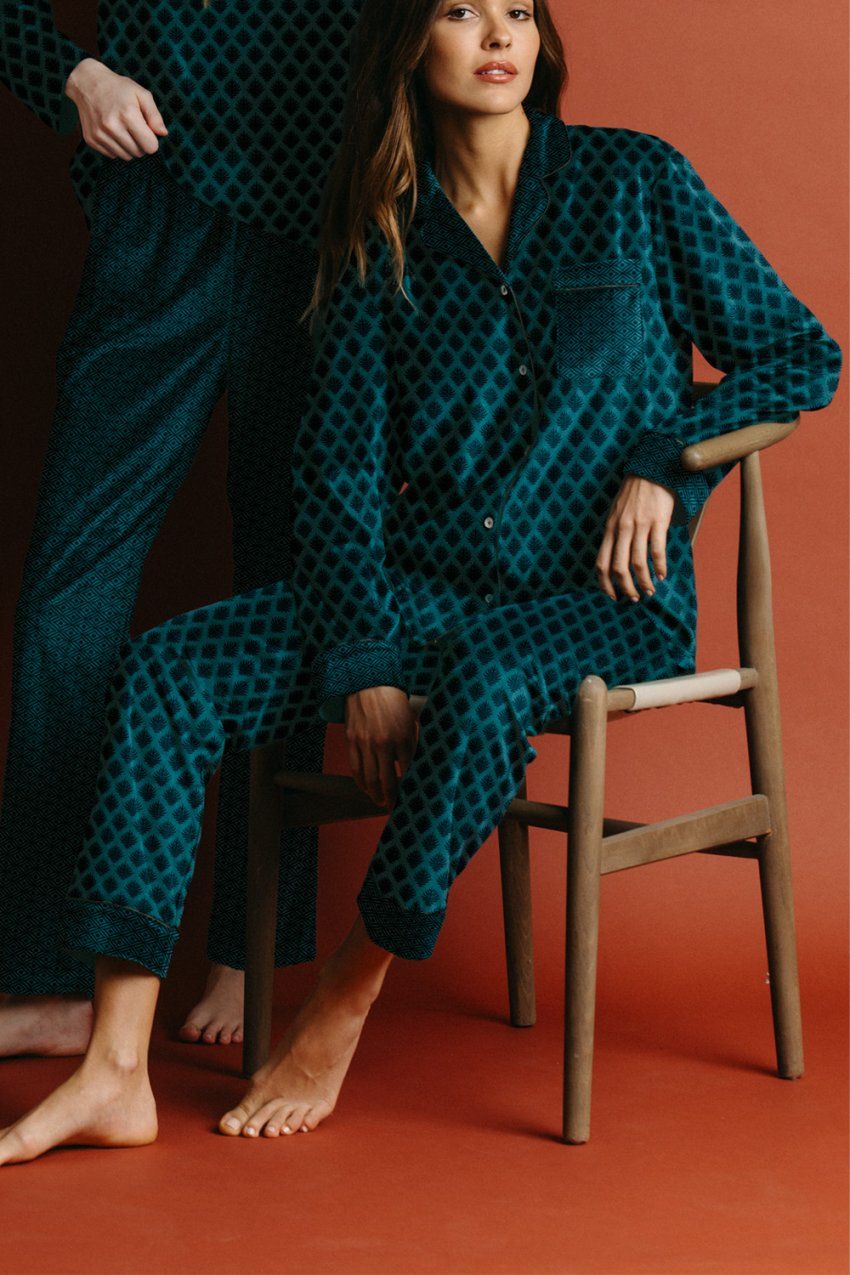 62555 PIJAMA MUJER ABIERTO TERCIOPELO  ADMAS LUXURY