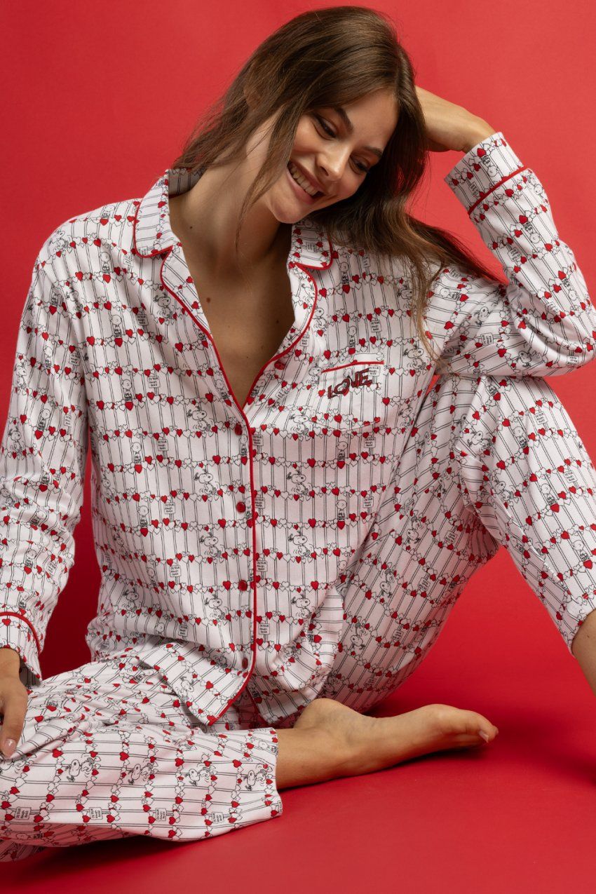 pijama abierto mujer snoopy love admas