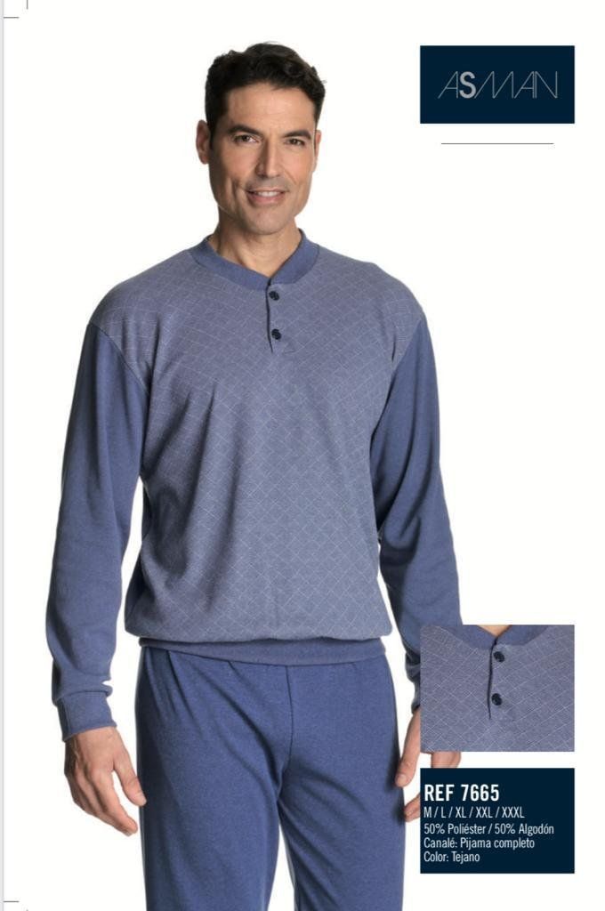 7665 PIJAMA CABALLERO ALGODON  FELPA ASSMAN