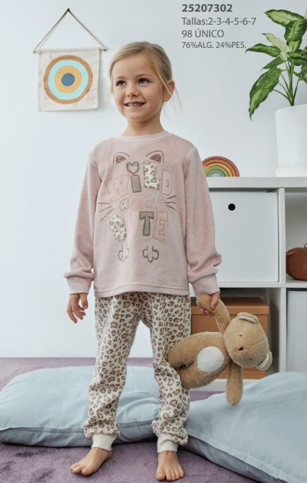25207302 PIJAMA NIÑA TERCIOPELO TOBOGAN AL POR MAYOR