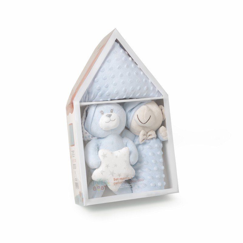 SET25 SET CASITA MANTA TOPITOS + DOU DOU+ PELUCHE OSO INTERBABY