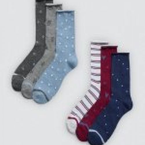 12943 Pack de 3 calcetines estampados sin puño para mujer.
