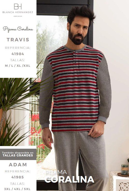 41984 PIJAMA CABALLERO CORALINA TRAVIS / 41985 TALLAS GRANDES BLANCA HERNANDEZ