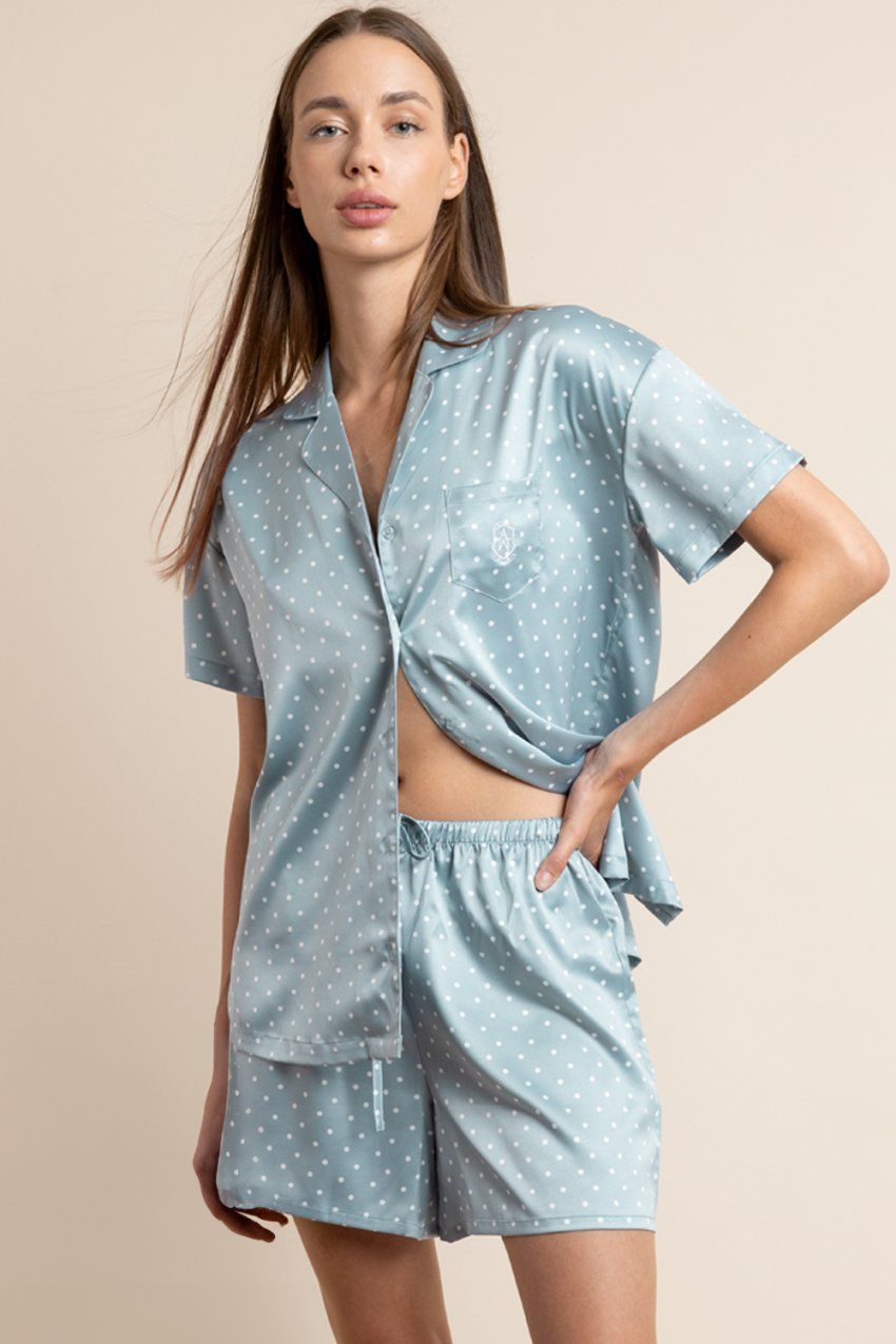 63569 PIJAMA M CORTA ABIERTO DOTS LACE AL POR MAYOR
