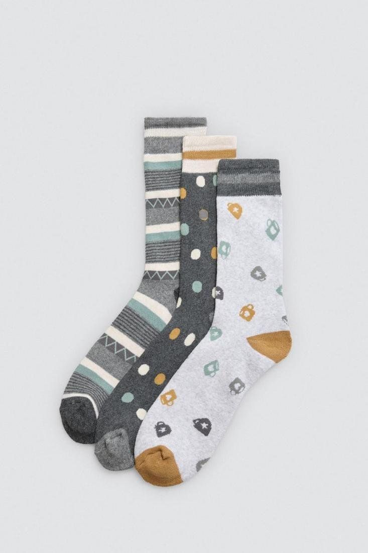 12948 Calcetines estampados térmicos de mujer, con puño antipresión para un ajuste cómodo.