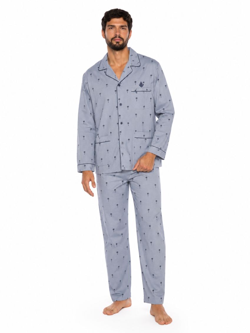 pijama largo abierto tela popelin guasch pc151