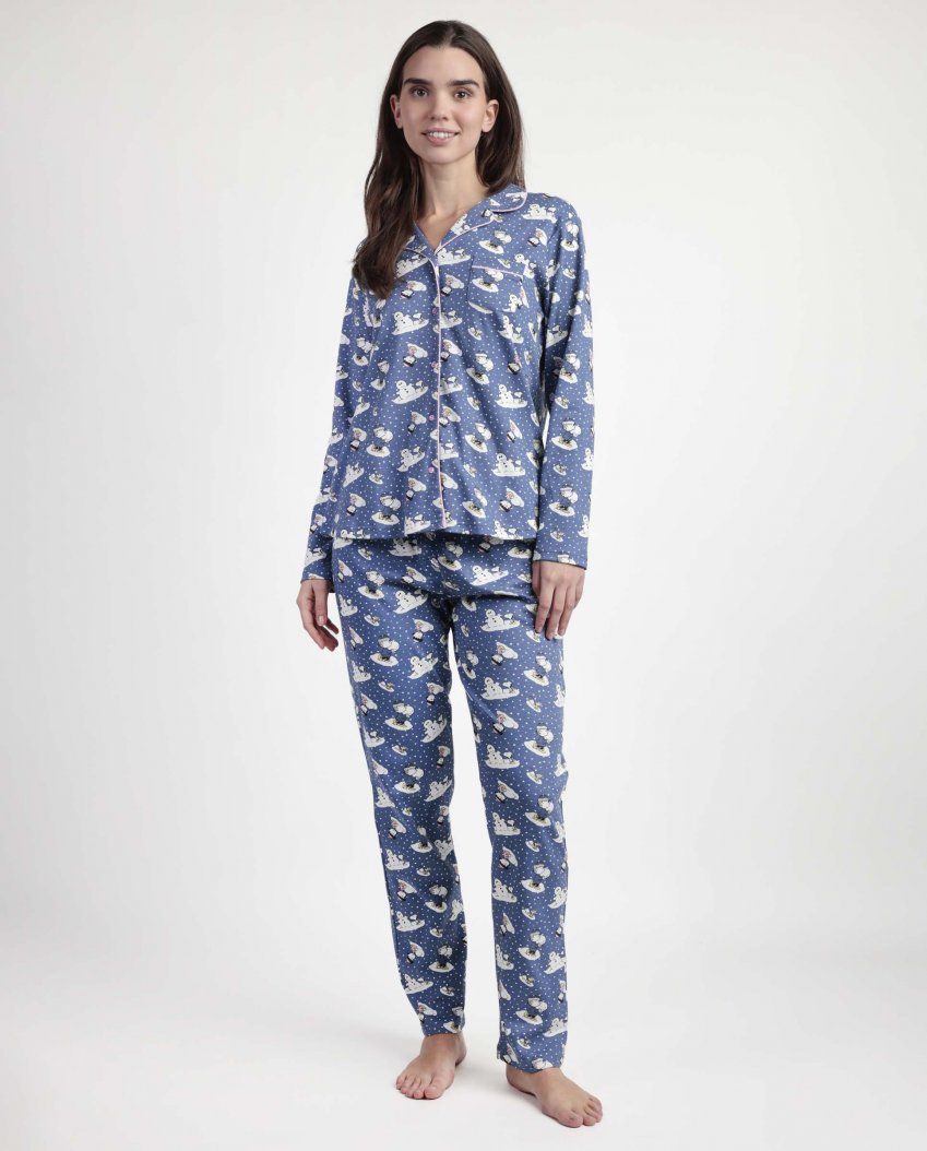63419 PIJAMA MUJER ABIERTO 100% ALGODON SNOOPY ADMAS