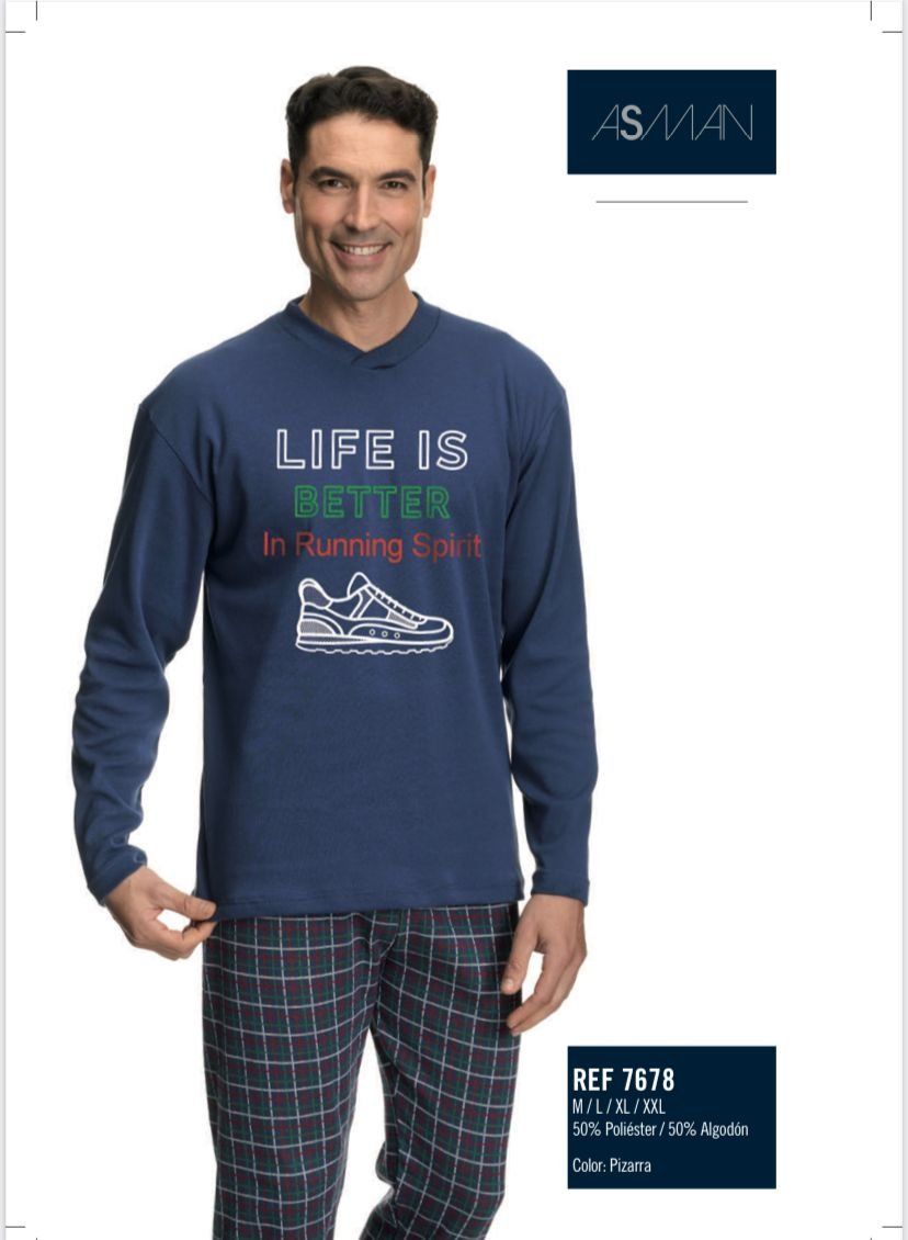7678 PIJAMA CABALLERO ALGODON  FELPA ASSMAN