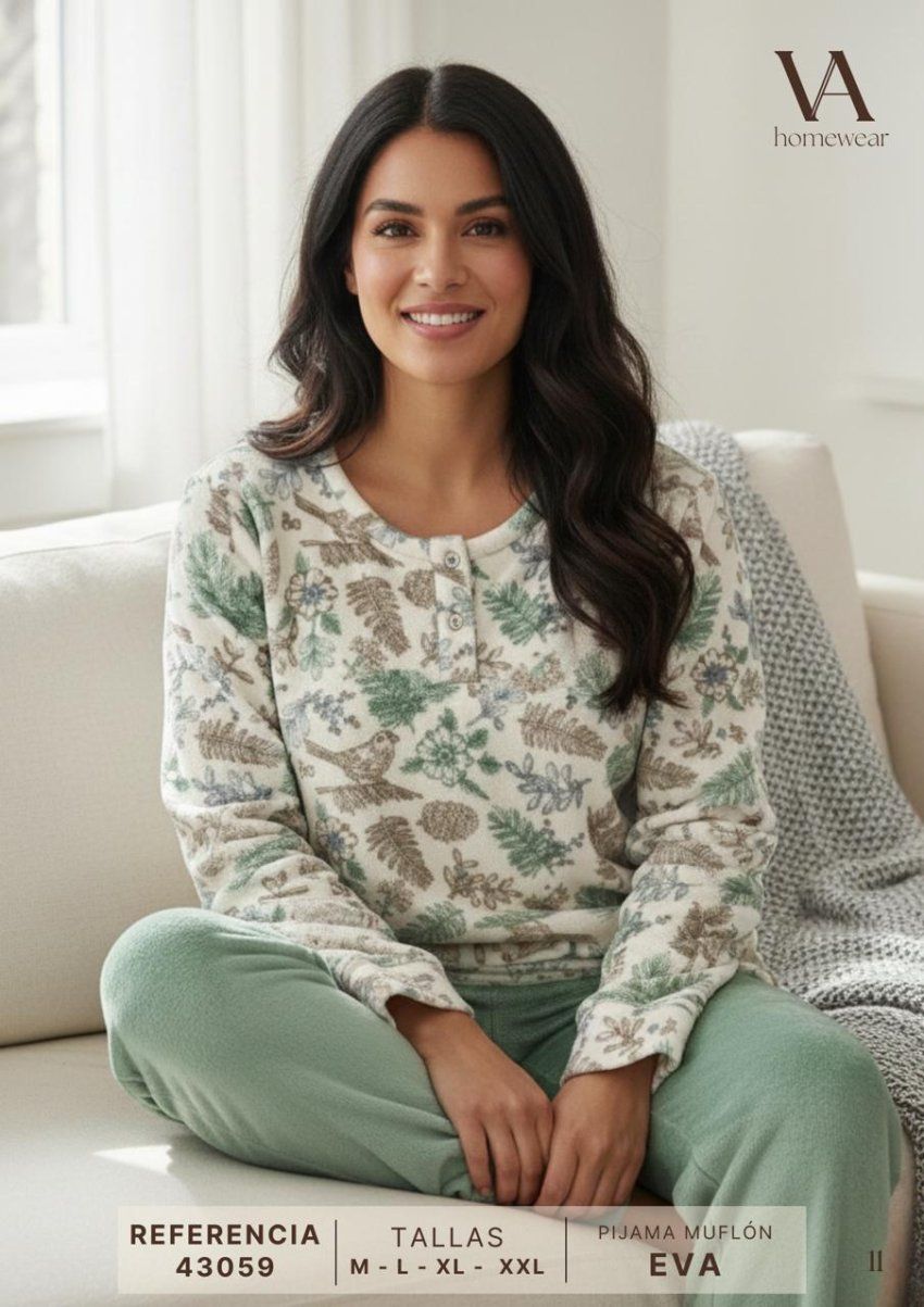 pijama mujer muflon de vanila estampado