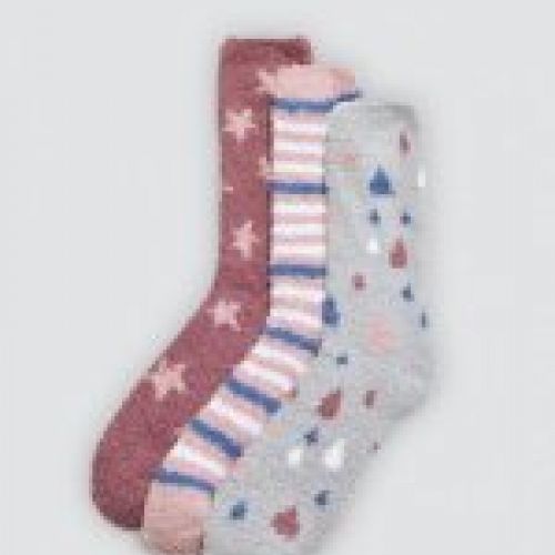 Calcetines estampados de franela para mujer. Modelo con puño antipresión y tacto extra suave