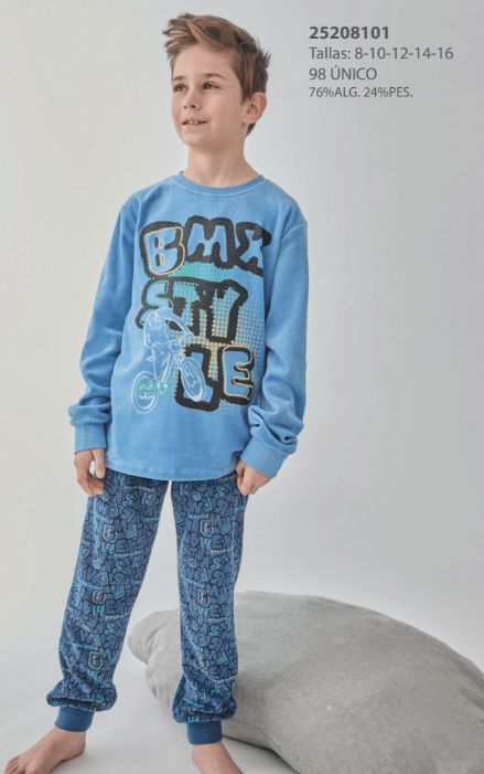 25208101 PIJAMA TERCIOPELO AL POR MAYOR DE NIÑO TALLA ADOLESCENTE