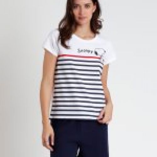 62434 PIJAMA MUJER MANGA CORTA SNOPPY 100% ALGODON ADMAS