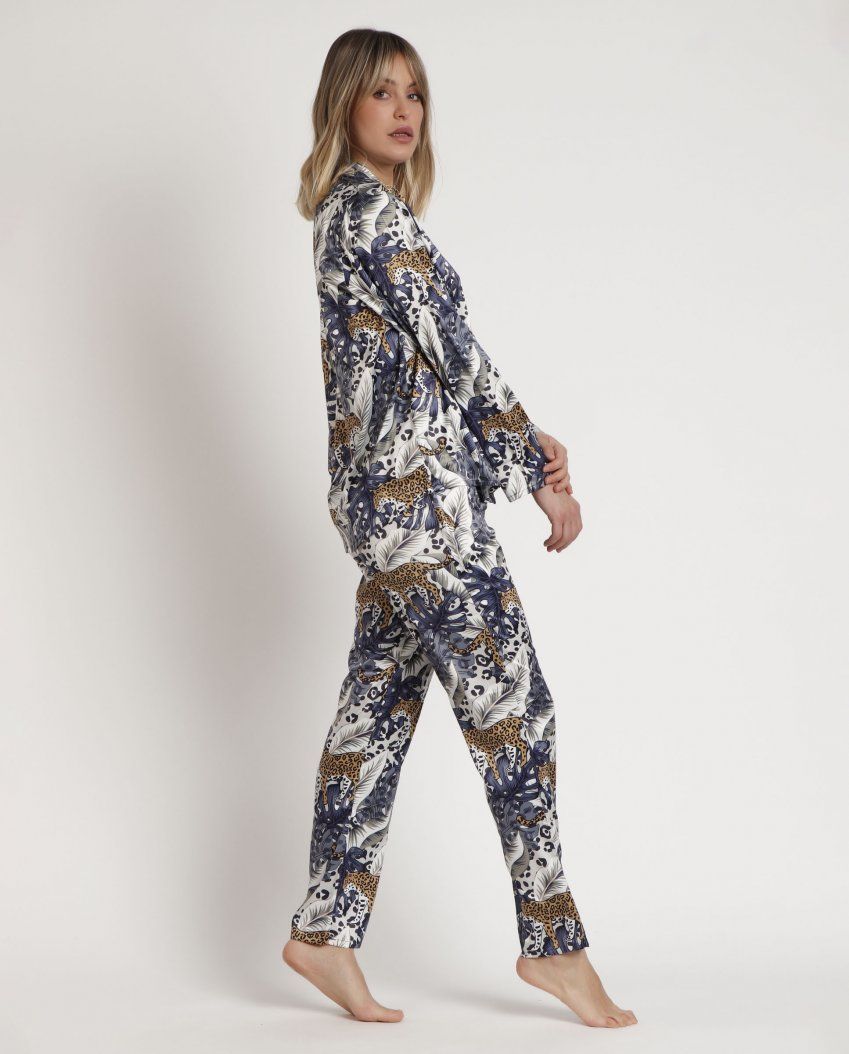 62556 PIJAMA MUJER ABIERTO LEOPARDO SATEN ADMAS LUXURY