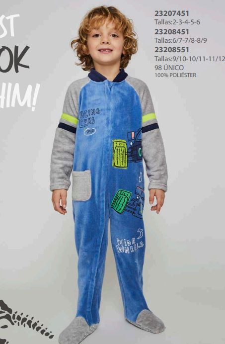 23207451 PIJAMA DORMILON O PELELE MANTA NIÑO 2 A 6 /  23208451 (6/7 8/9)  / 23208551 (9/10 11/12) TOBOGAN