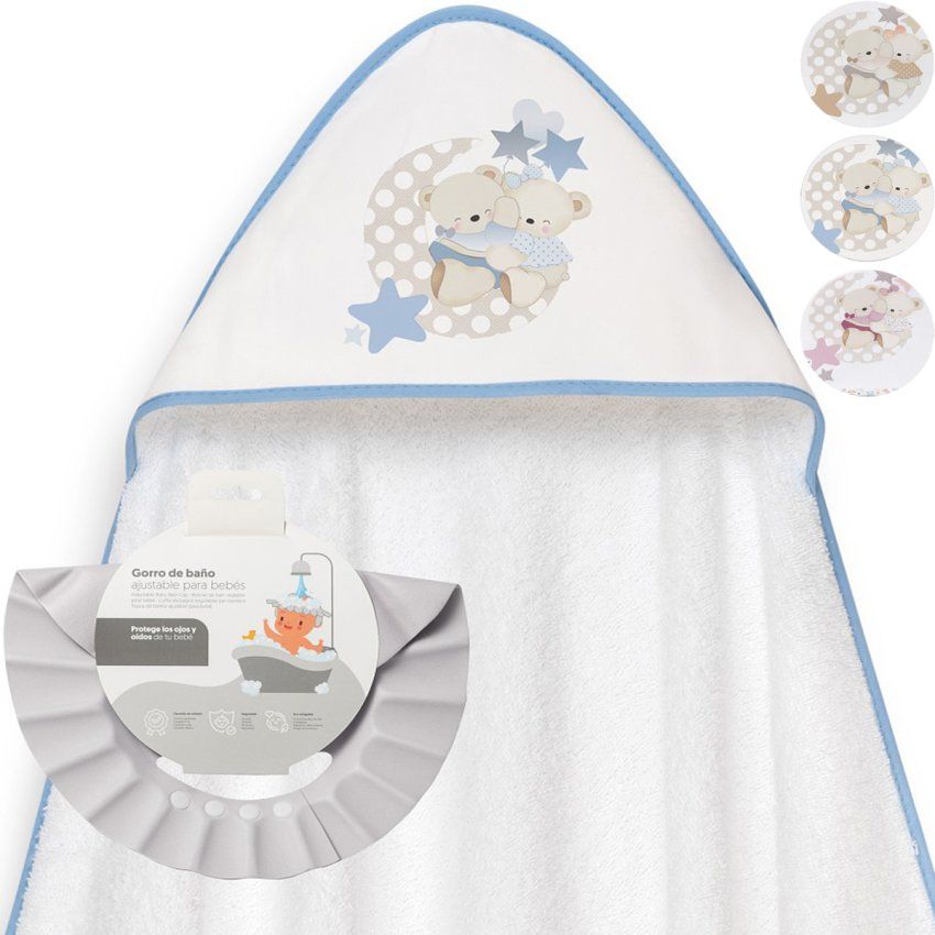 Capa de baño bebé Ositos Interbaby 01279 al por mayor con gorro protector