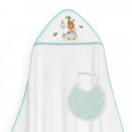 1253 CAPA BAÑO  O TOALLA BEBE ANIMALES 1X1 CON BABERO INTERBABY